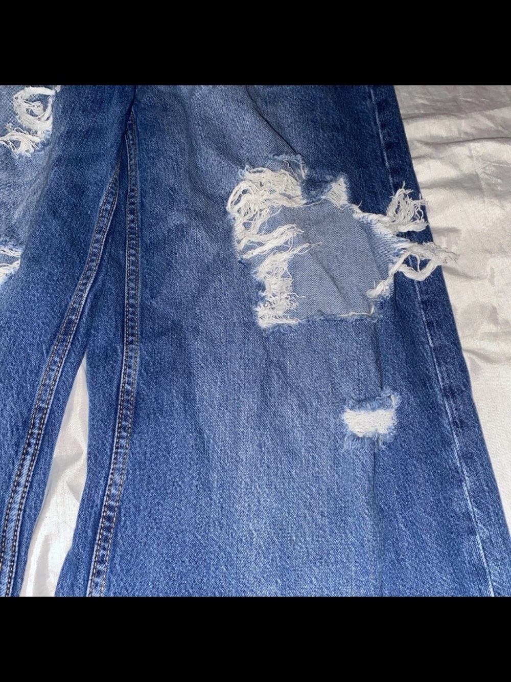Aeropostale Jeans High Rise Super Wide Leg 8 Reg Distressed /holes - Picture 3 of 5
